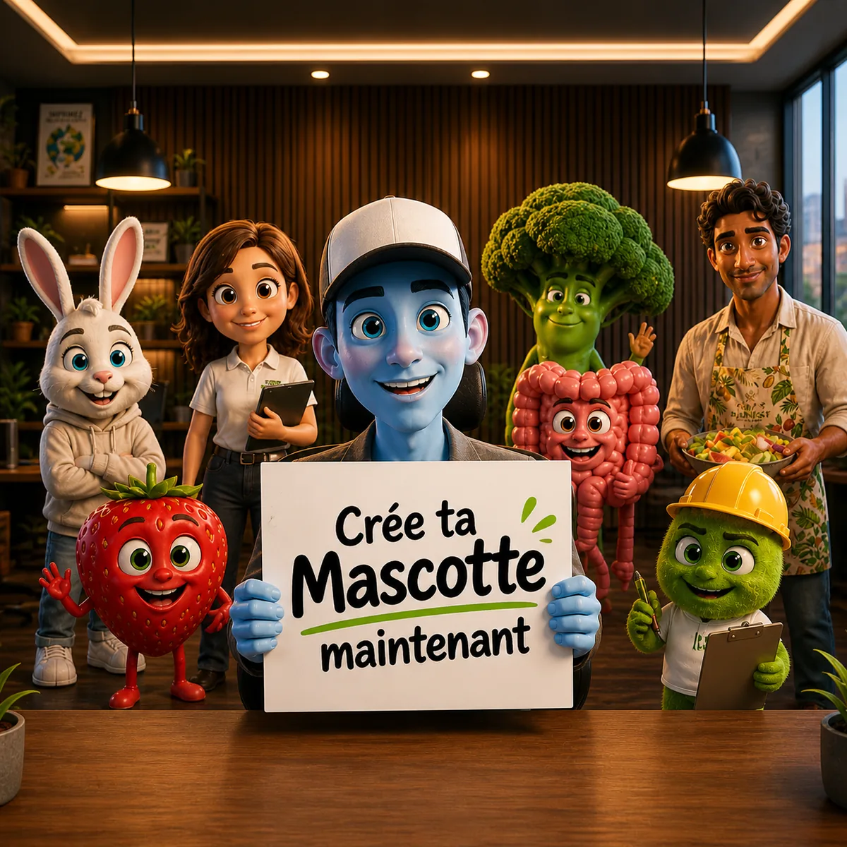 Équipe Studio Mascotte avec ses mascottes